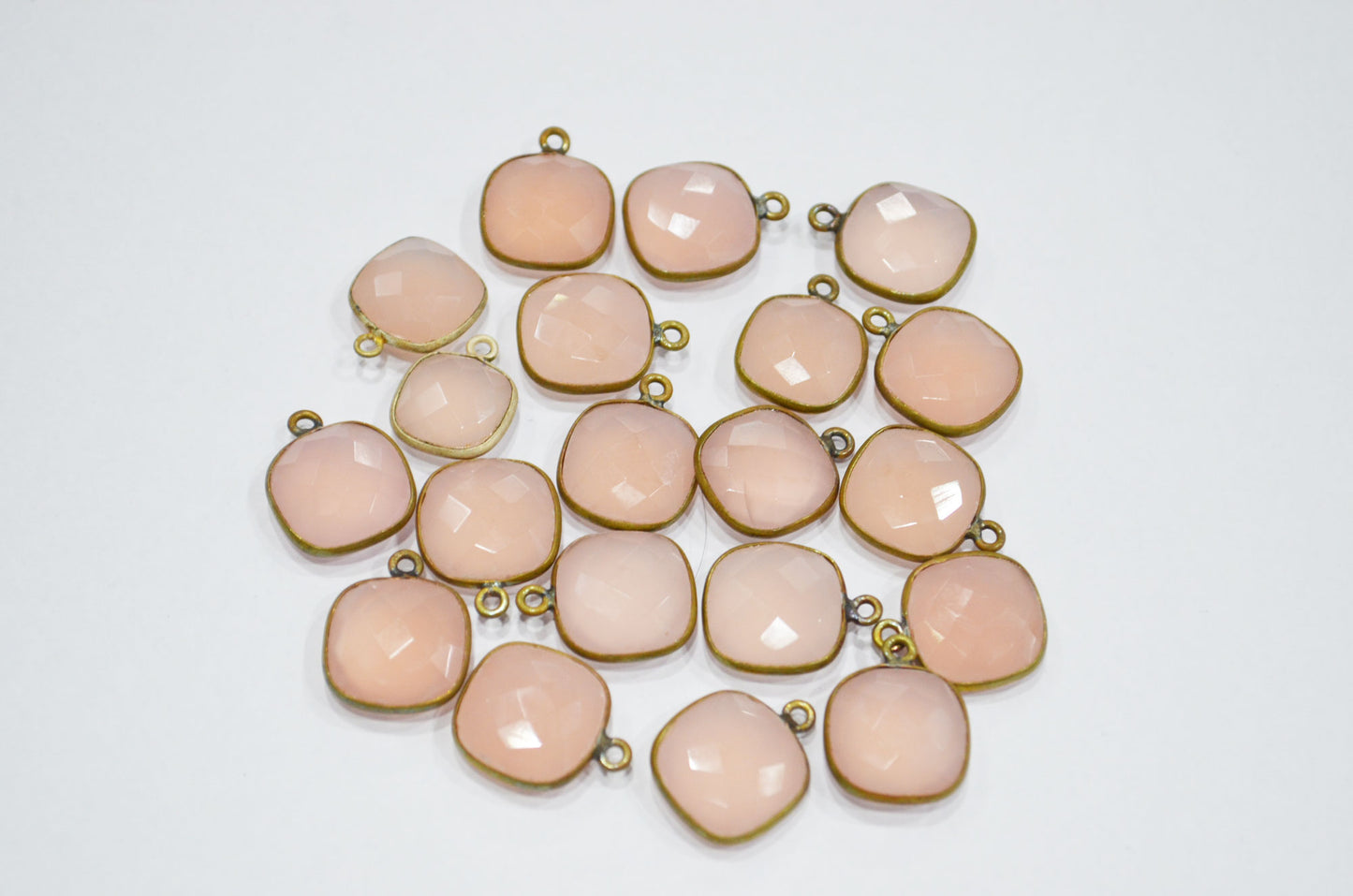 Rose Chalcedony Faceted Cushion Shape Connector , Sold By Piece , 13 mm , RB-5832