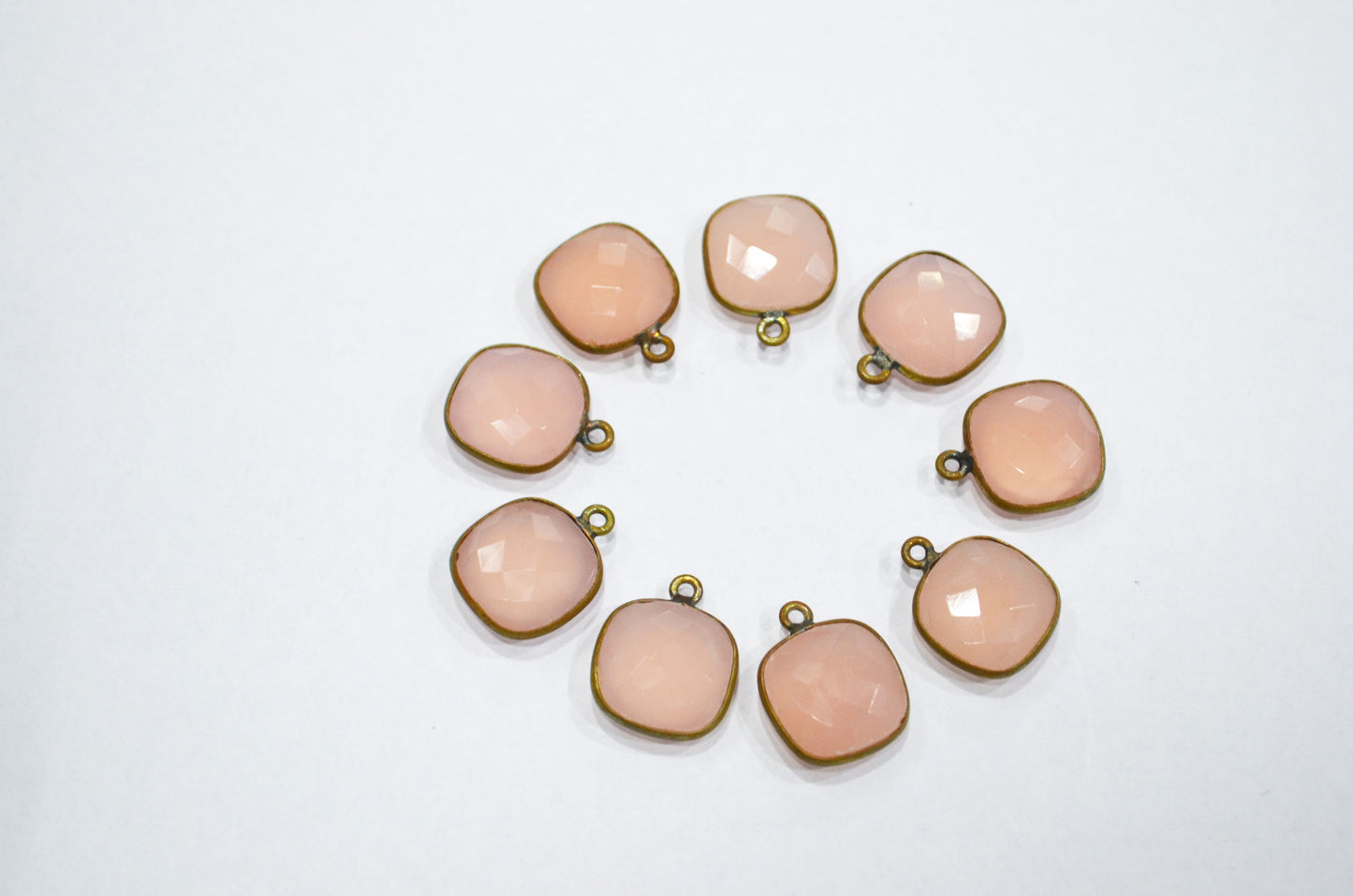 Rose Chalcedony Faceted Cushion Shape Connector , Sold By Piece , 13 mm , RB-5832