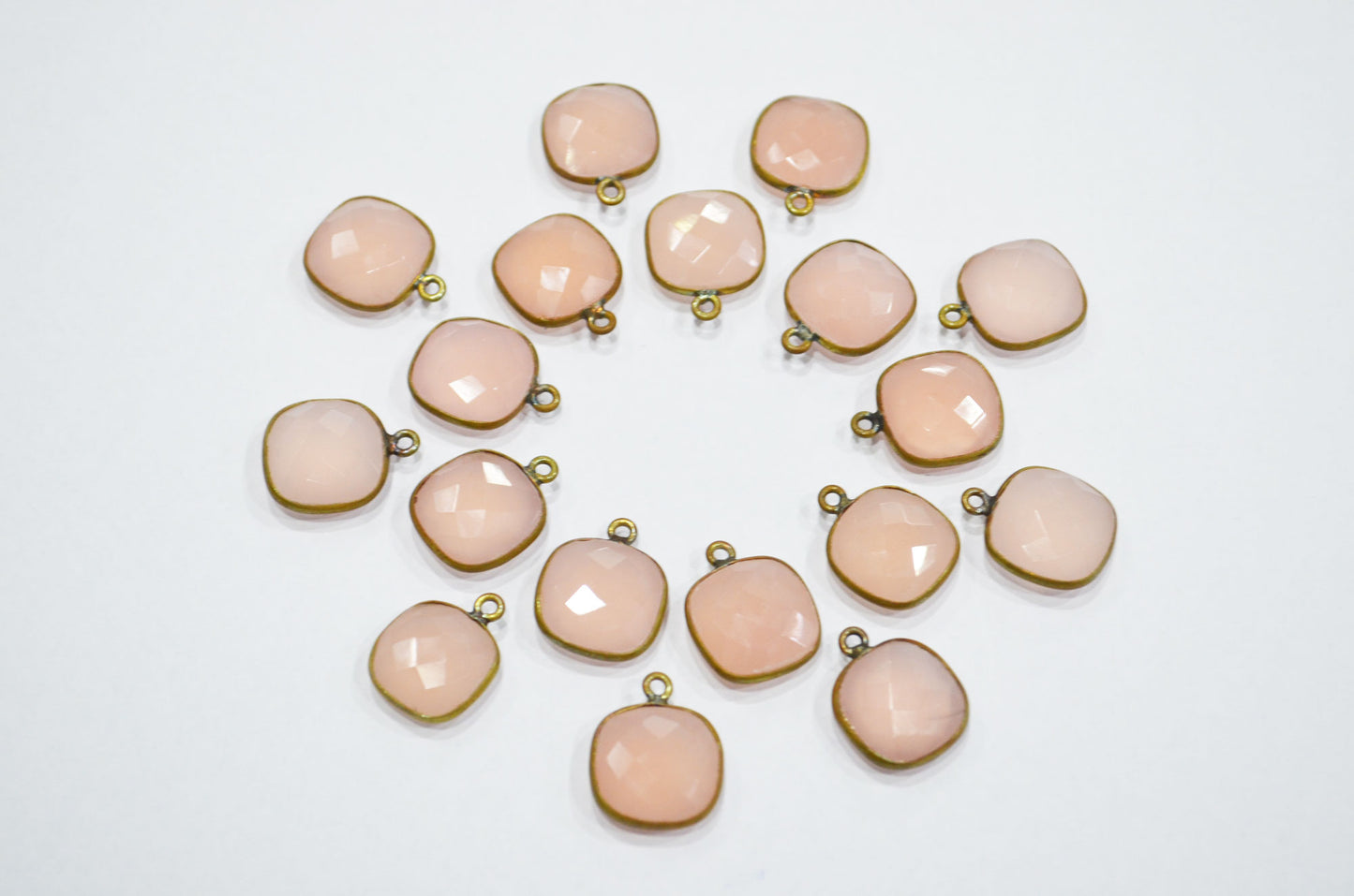 Rose Chalcedony Faceted Cushion Shape Connector , Sold By Piece , 13 mm , RB-5832