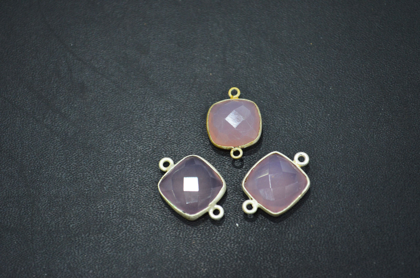 Rose Chalcedony Faceted Cushion Shape Connector , Sold By Piece , 13 mm , RB-5833