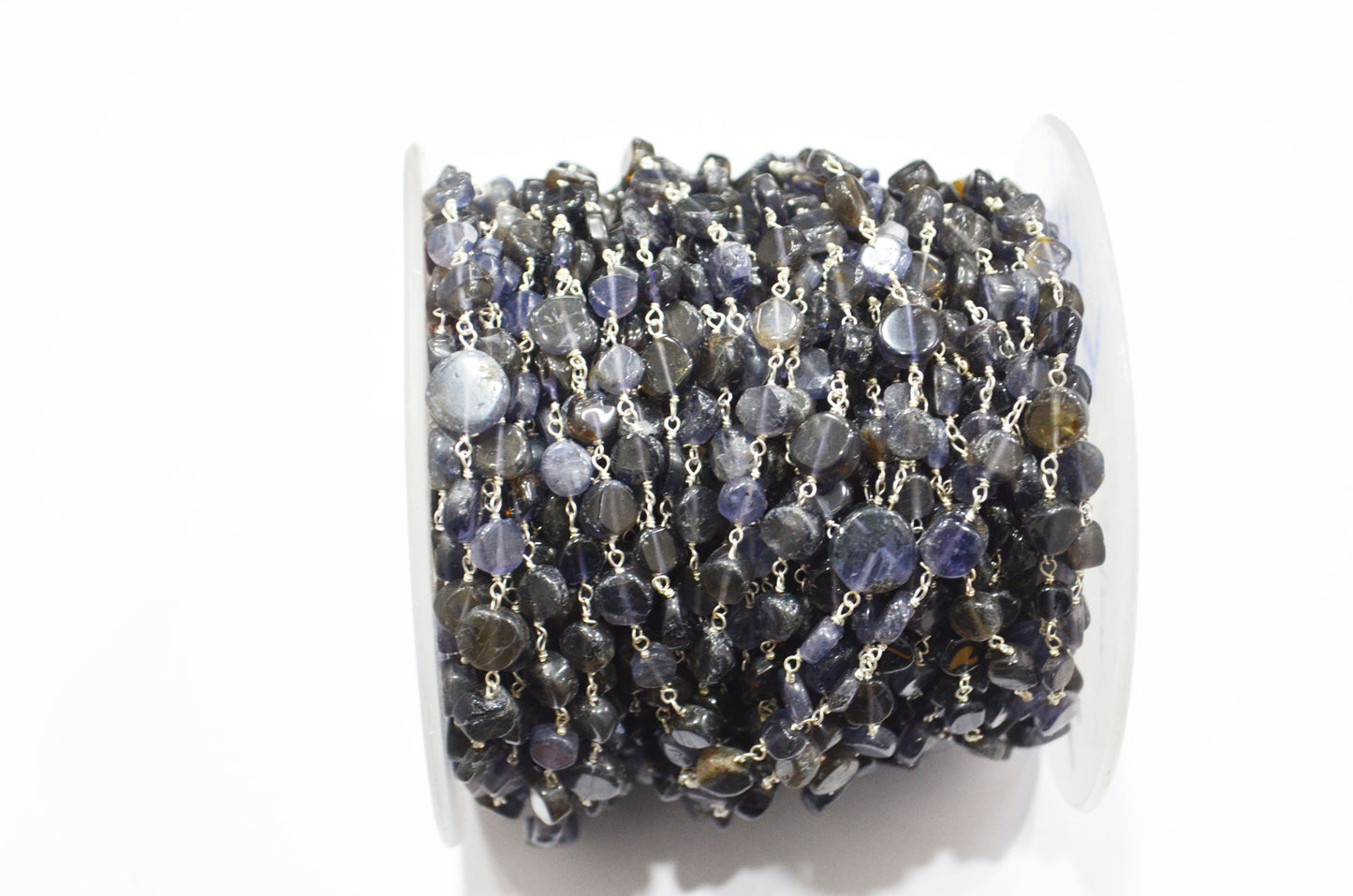 Iolite Coin Shape Rosary Beaded Chain , Sold By Foot , 5 - 7 mm , RB-5834