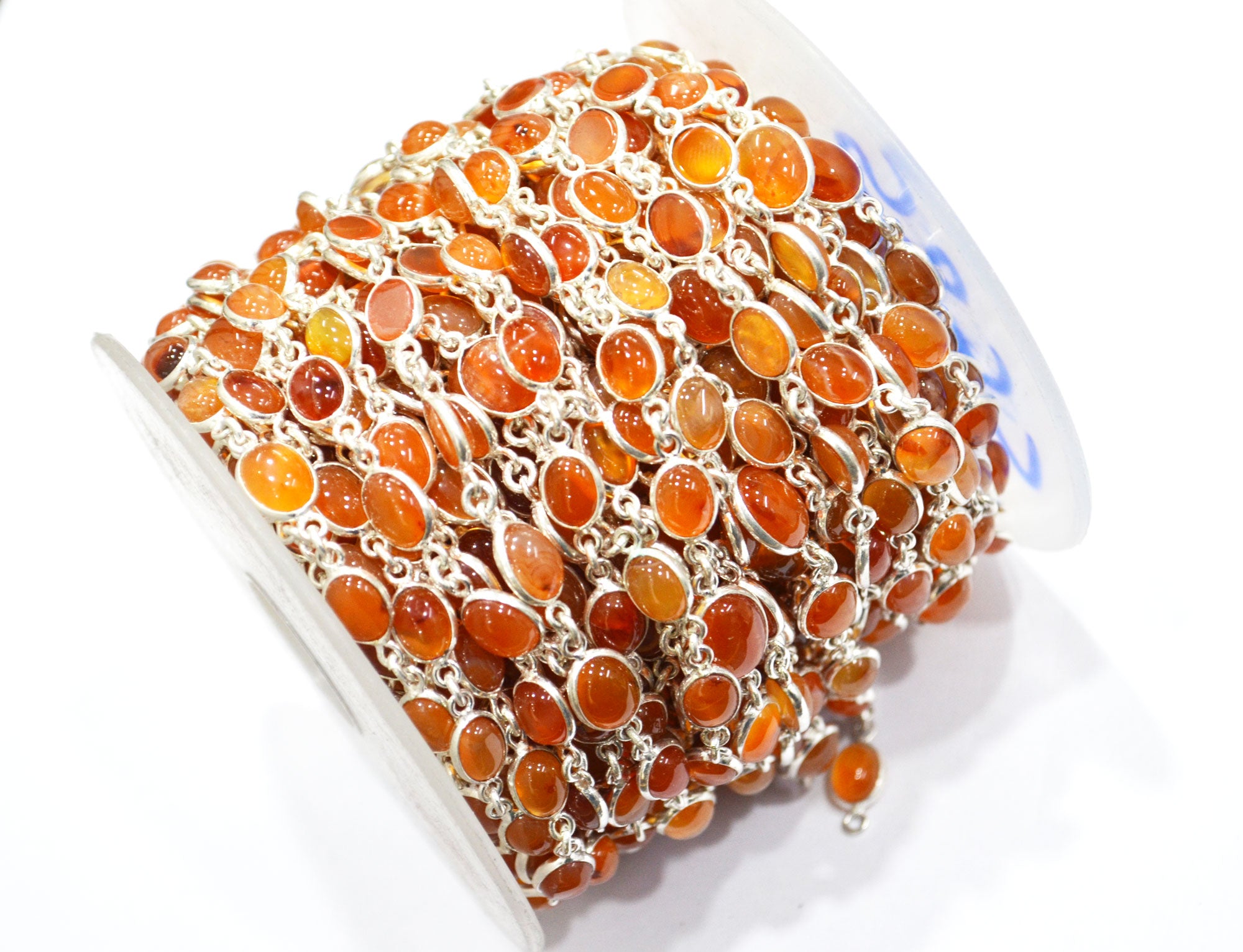 Carnelian Smooth Oval Shape Connector Chain , 8 - 9 mm , RB-5835