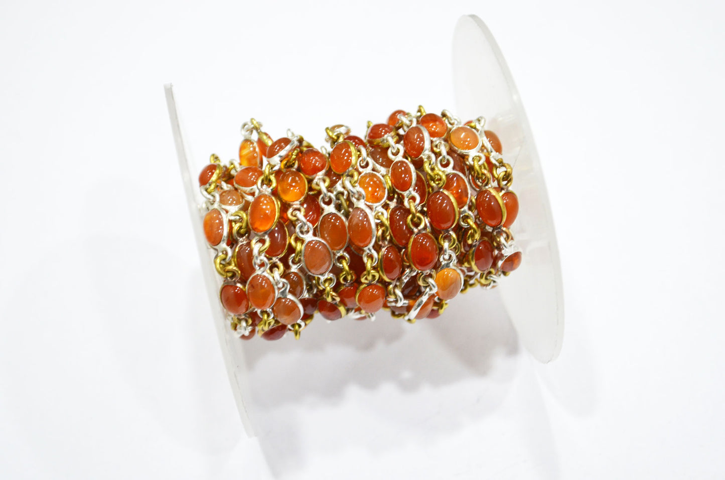 Carnelian Smooth Oval Shape Connector Chain , 4.50 - 6.50 mm , RB-5836