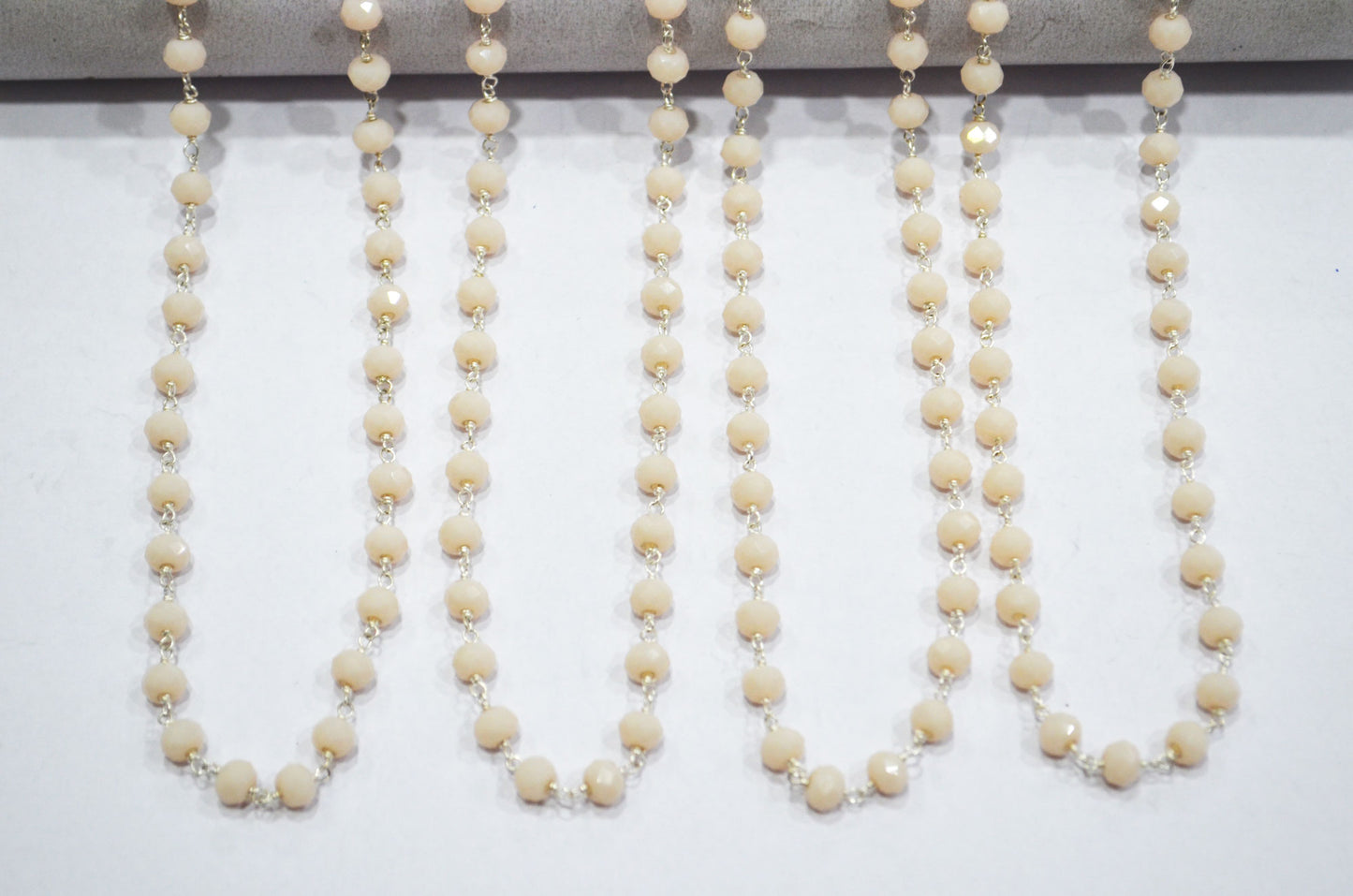 Peach Color Hydro Quartz Faceted Rondelle Shape Rosary Beaded Chain , Sold By Foot , 5.75 - 6 mm , RB-5838