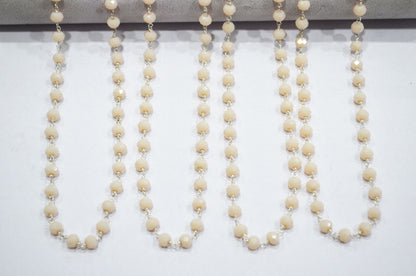 Peach Color Hydro Quartz Faceted Rondelle Shape Rosary Beaded Chain , Sold By Foot , 5.75 - 6 mm , RB-5838