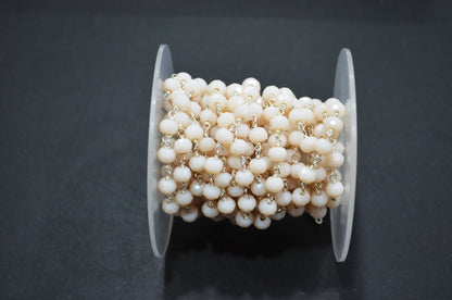 Peach Color Hydro Quartz Faceted Rondelle Shape Rosary Beaded Chain , Sold By Foot , 5.75 - 6 mm , RB-5838