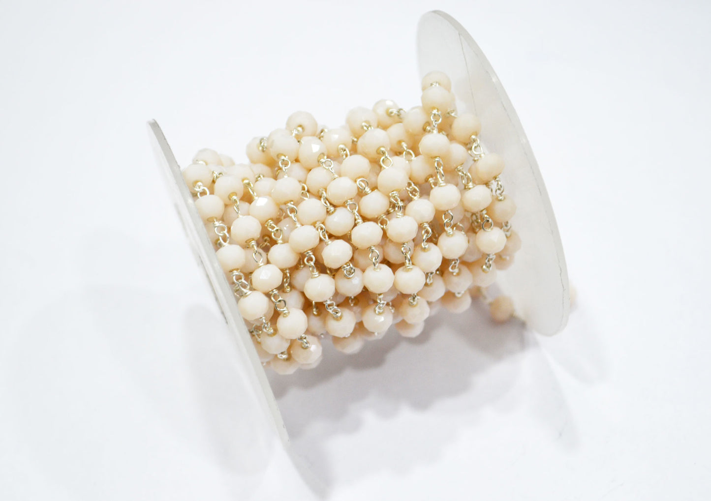 Peach Color Hydro Quartz Faceted Rondelle Shape Rosary Beaded Chain , Sold By Foot , 5.75 - 6 mm , RB-5838