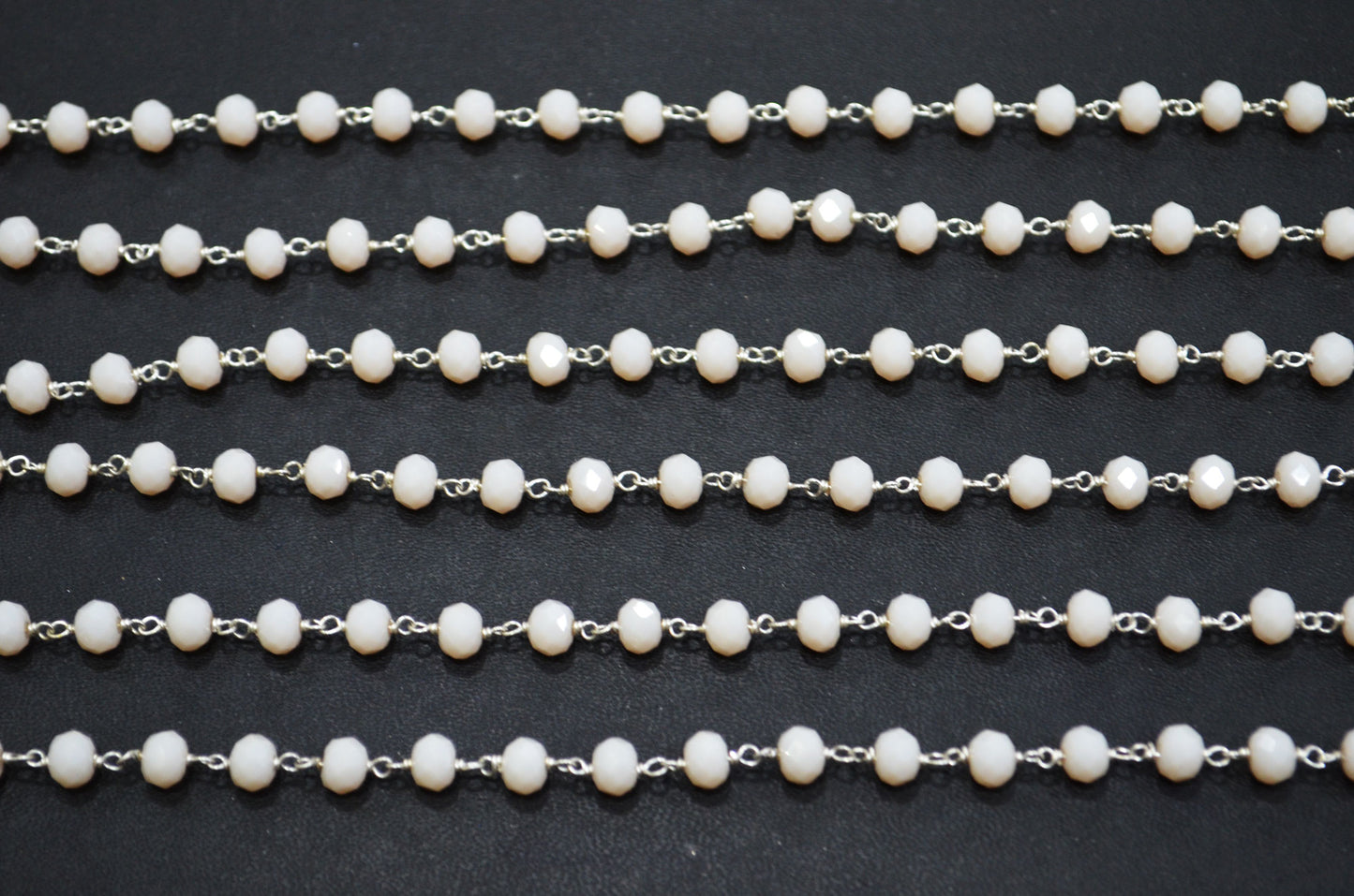 Peach Color Hydro Quartz Faceted Rondelle Shape Rosary Beaded Chain , Sold By Foot , 5.75 - 6 mm , RB-5838