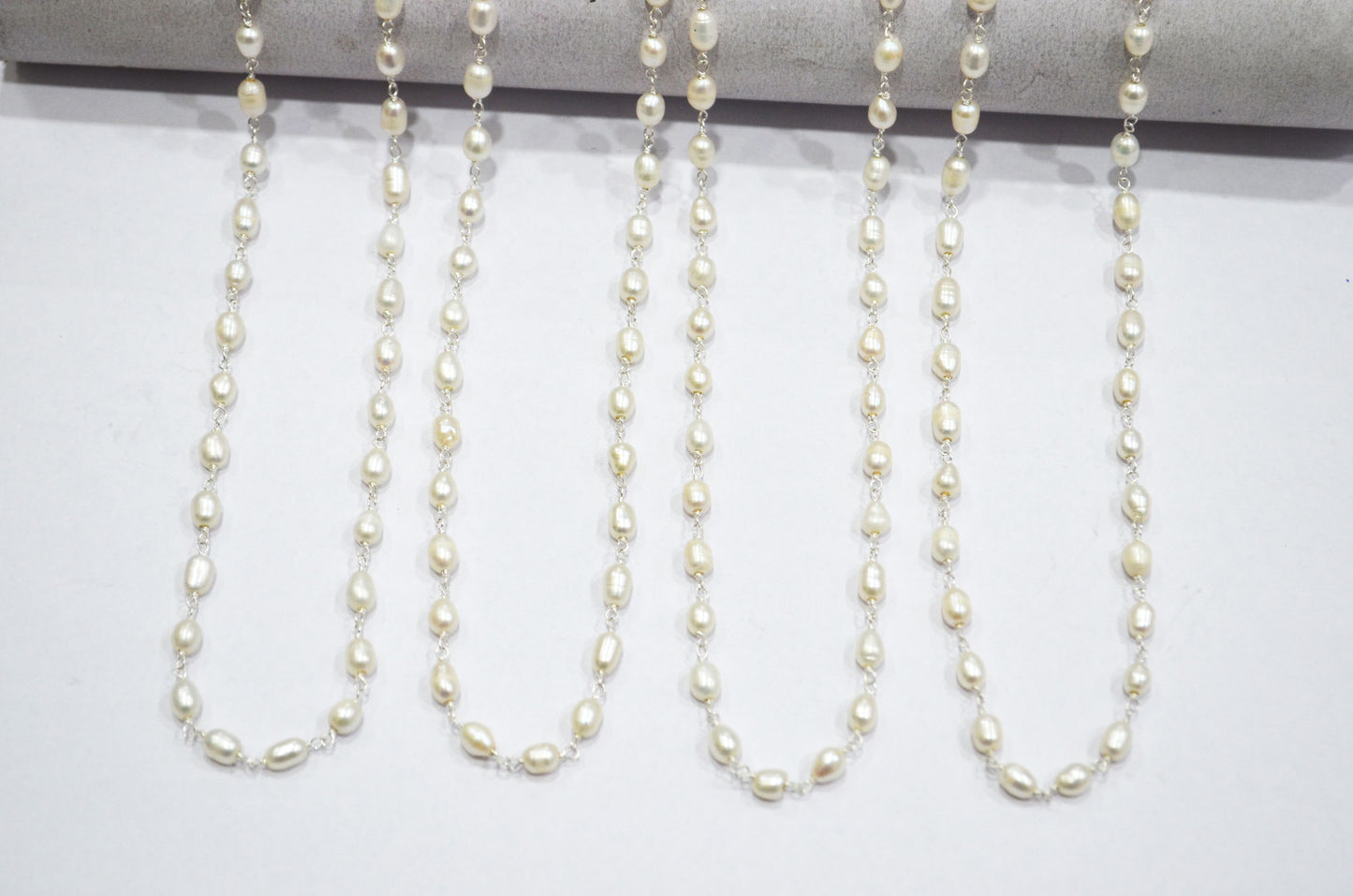 Pearl Smooth Capsule Shape Rosary Beaded Chain , Sold By Foot , 4 - 6 mm , RB-5841