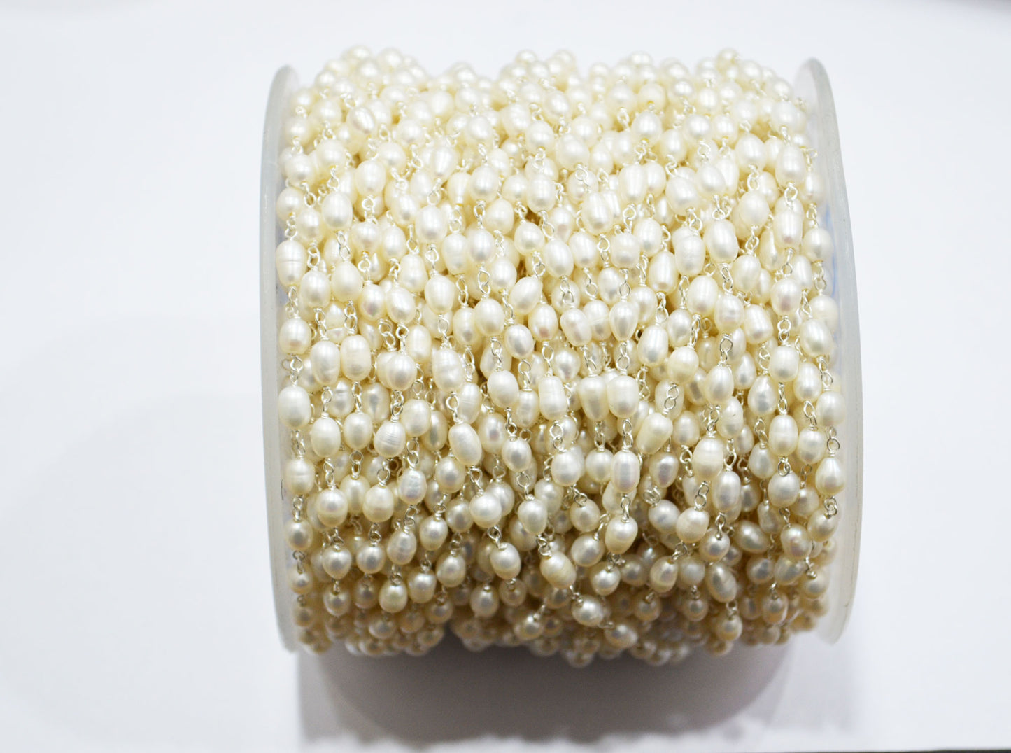 Pearl Smooth Capsule Shape Rosary Beaded Chain , Sold By Foot , 4 - 6 mm , RB-5841