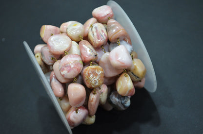 Pink Opal Nuggets Shape Rosary Beaded Chain , 10 - 20 mm , RB-5846