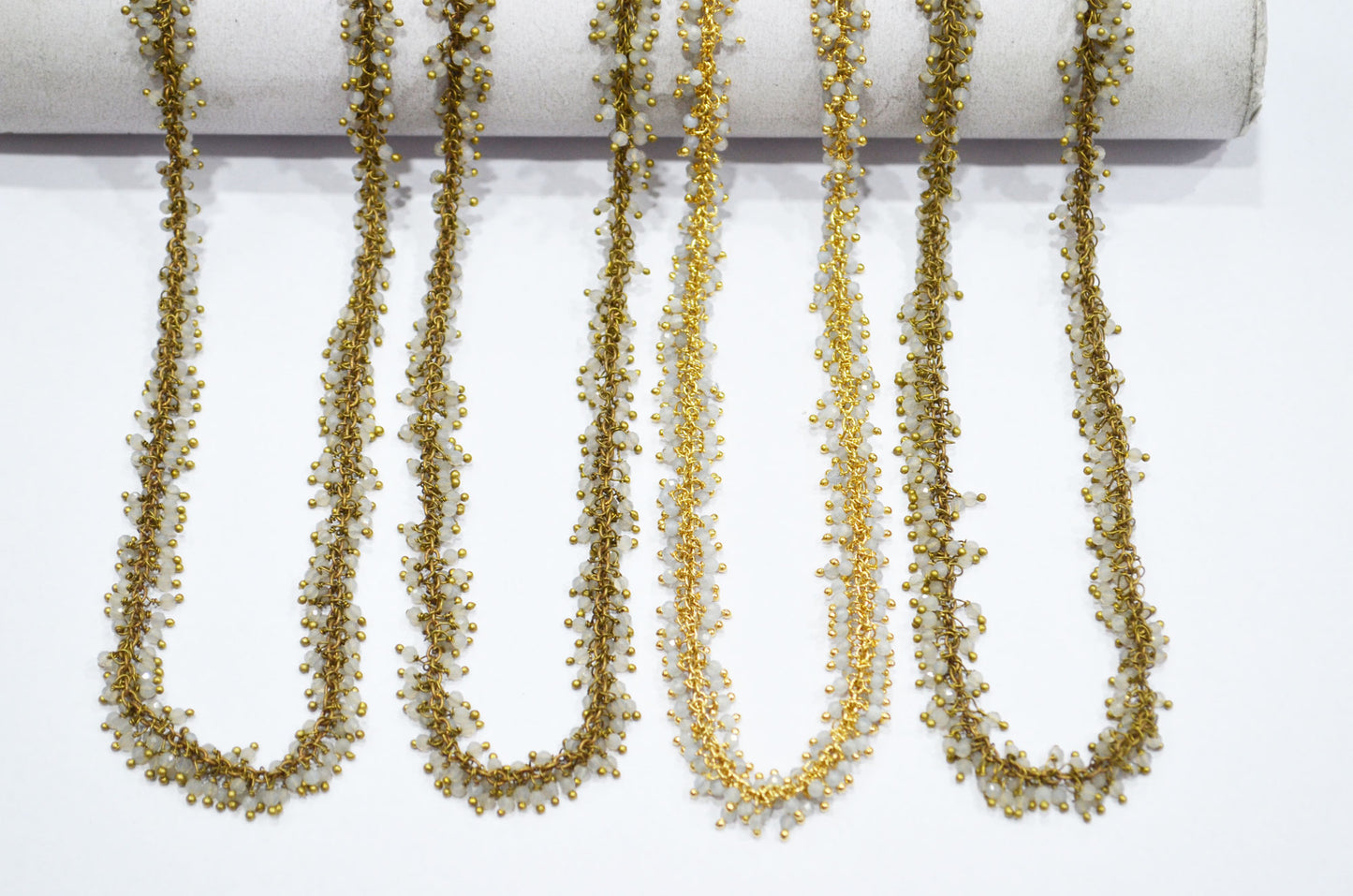 Grey Chalcedony Faceted Round Shape Grape Chain , 2 mm , RB-5847