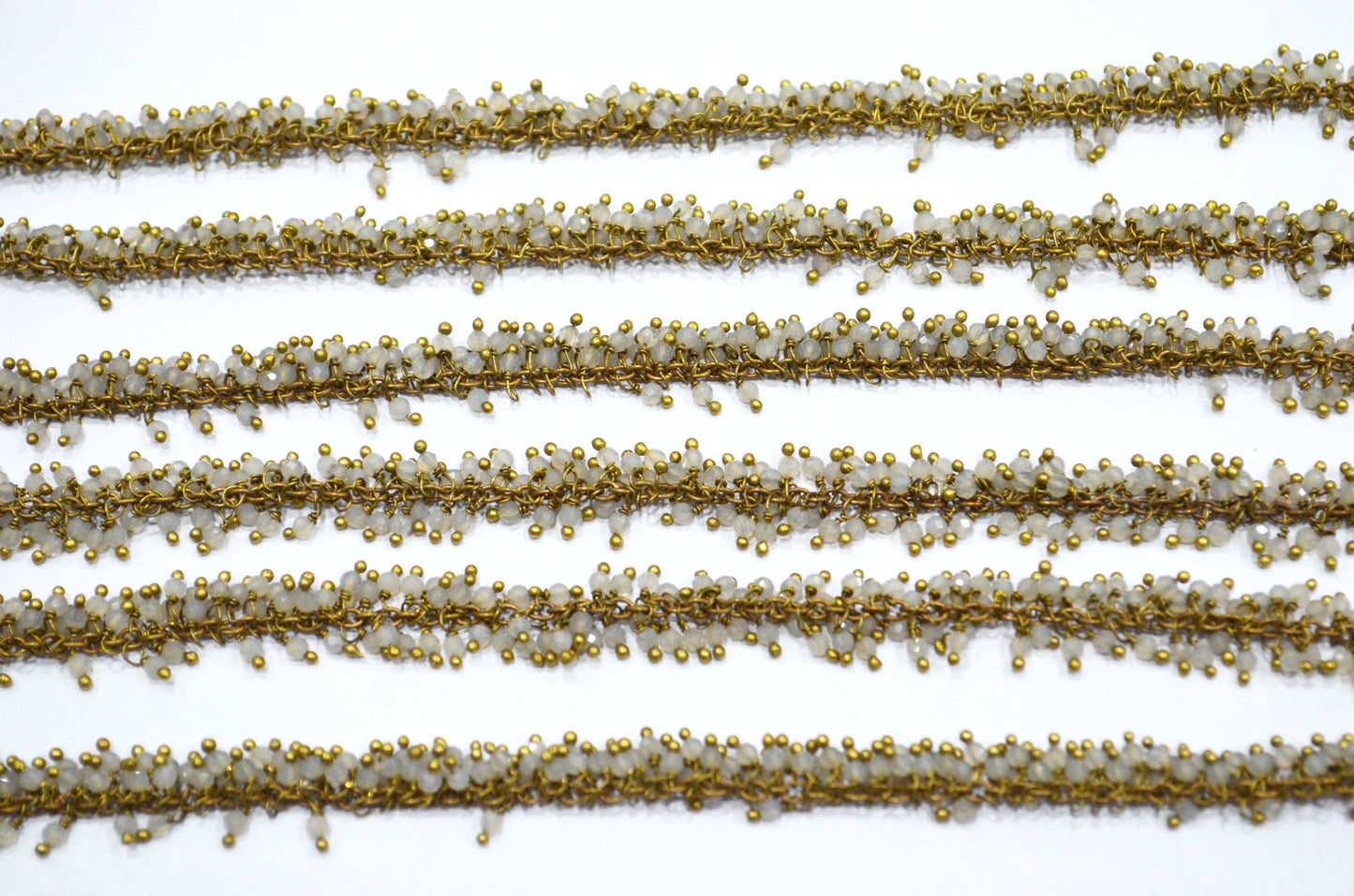 Grey Chalcedony Faceted Round Shape Grape Chain , 2 mm , RB-5847