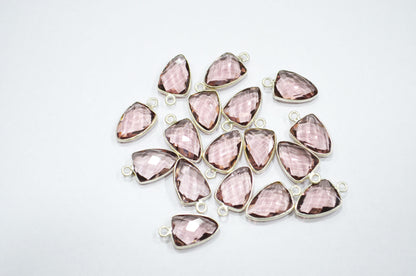 Morganite Hydro Quartz Trillion Shape Connector , Sold By Piece , 10x13 mm , RB-5856A
