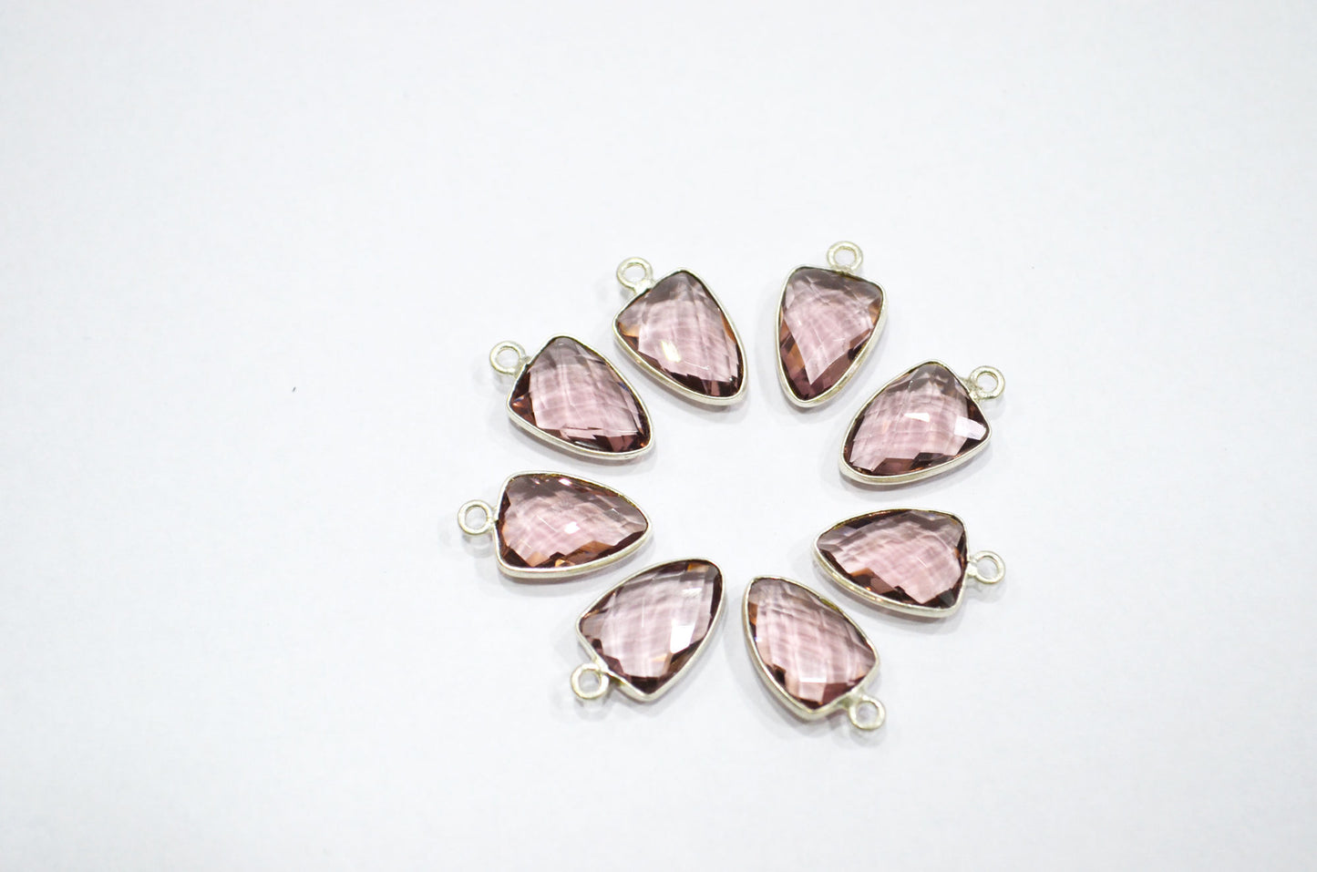 Morganite Hydro Quartz Trillion Shape Connector , Sold By Piece , 10x13 mm , RB-5856A