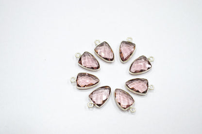 Morganite Hydro Quartz Trillion Shape Connector , Sold By Piece , 10x13 mm , RB-5856A