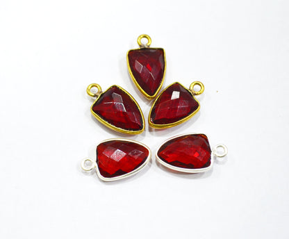 Red Ruby Hydro Quartz Trillion Shape Connector , Sold By Piece , 10x13 mm , RB-5857A