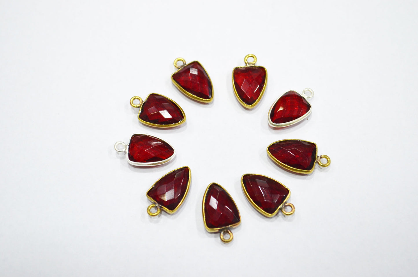 Red Ruby Hydro Quartz Trillion Shape Connector , Sold By Piece , 10x13 mm , RB-5857A