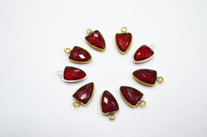 Red Ruby Hydro Quartz Trillion Shape Connector , Sold By Piece , 10x13 mm , RB-5857A