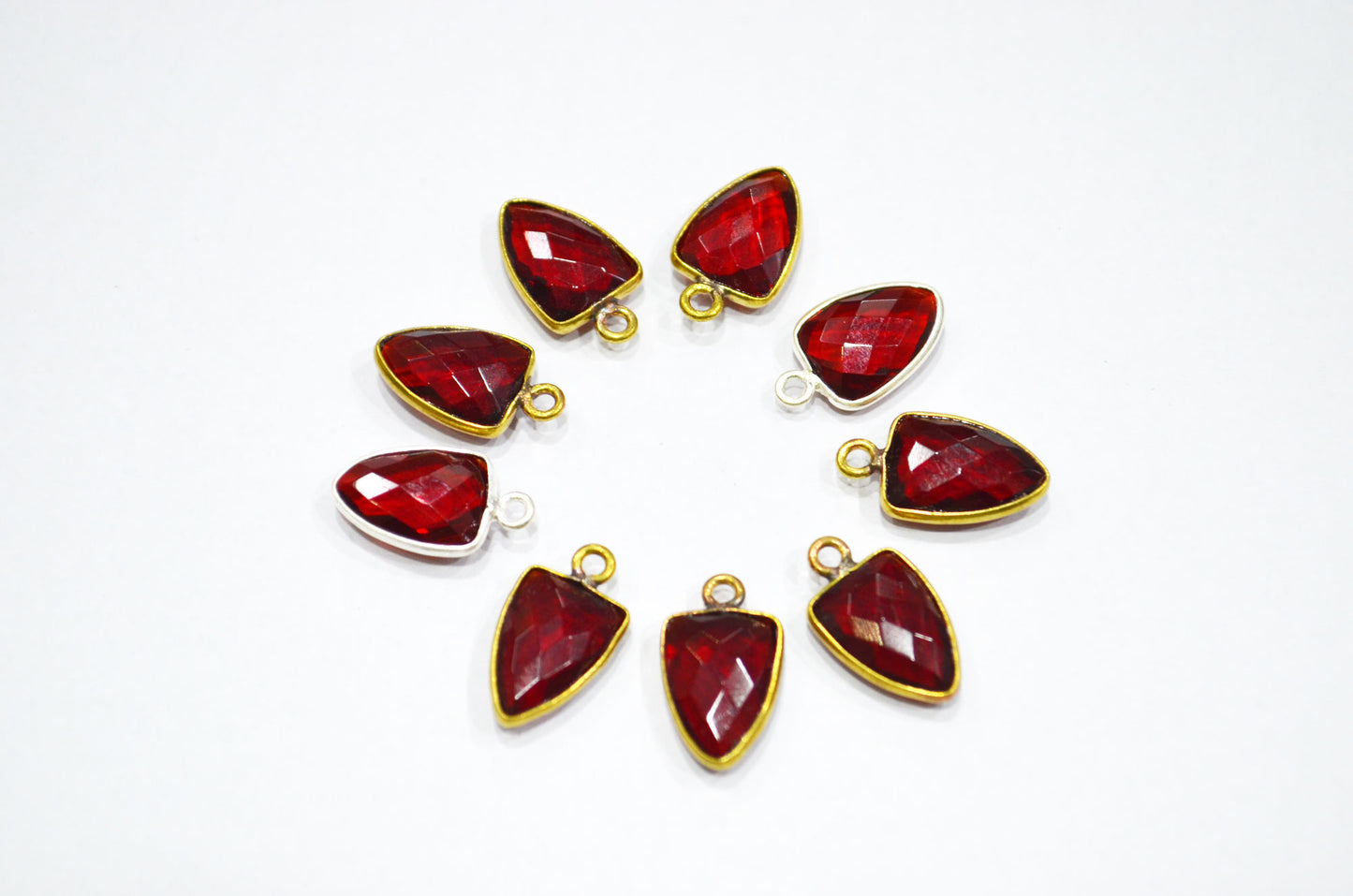 Red Ruby Hydro Quartz Trillion Shape Connector , Sold By Piece , 10x13 mm , RB-5857A