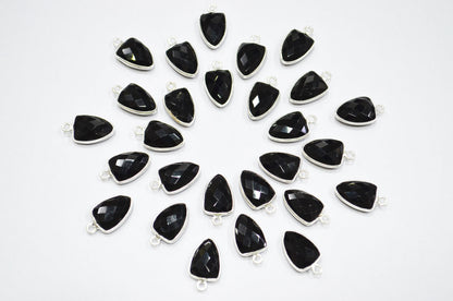 Black Onyx Hydro Quartz Trillion Shape Connector , Sold By Piece , 10x13 mm , RB-5858A