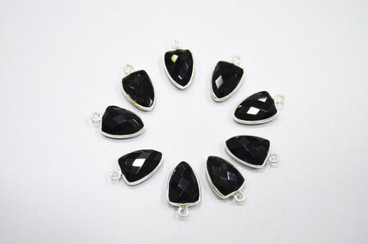 Black Onyx Hydro Quartz Trillion Shape Connector , Sold By Piece , 10x13 mm , RB-5858A