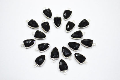 Black Onyx Hydro Quartz Trillion Shape Connector , Sold By Piece , 10x13 mm , RB-5858A