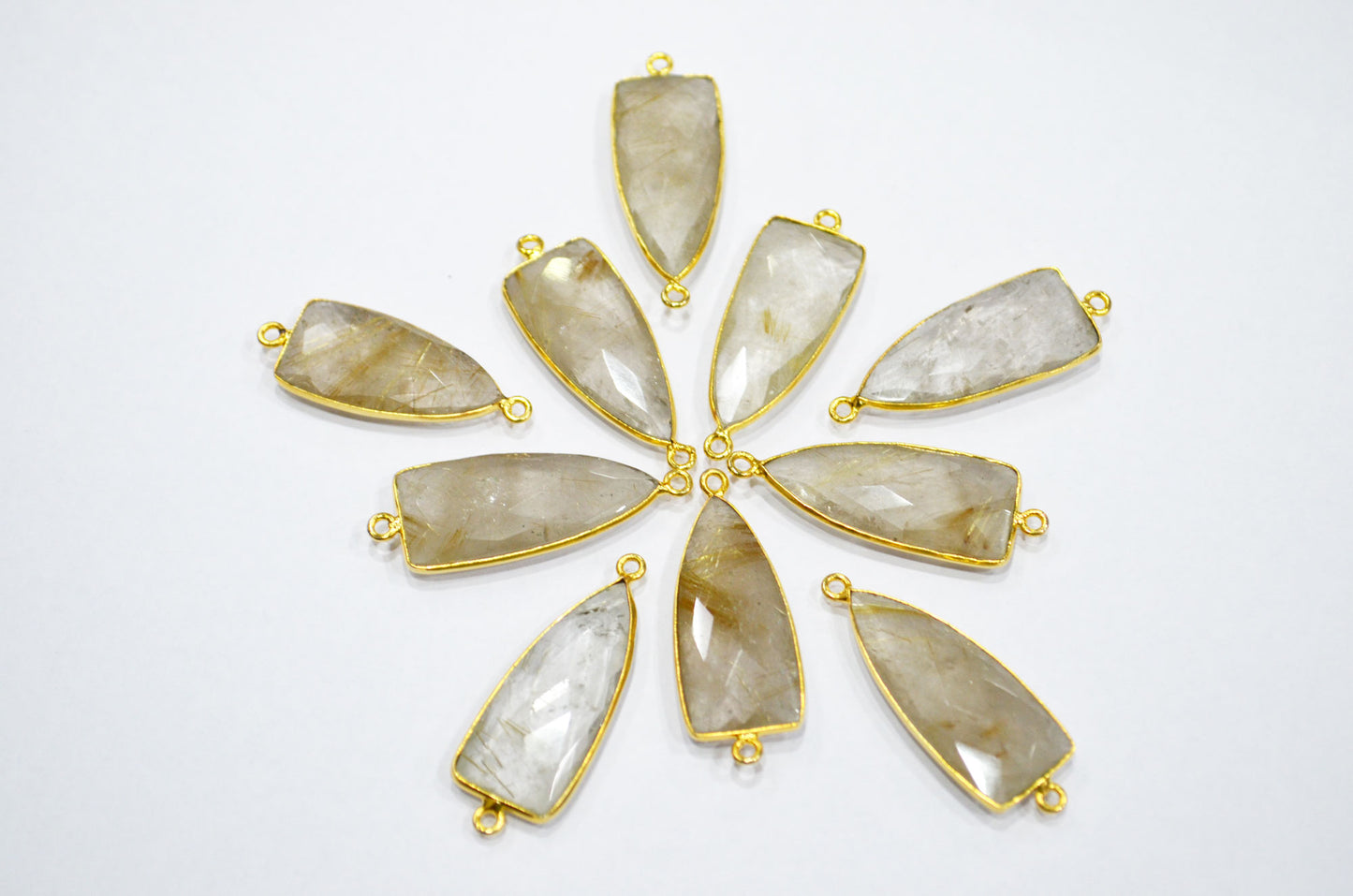 Golden Rutile Faceted Arrowhead Shape Connector , Sold By Piece , 13x35 mm , RB-5859