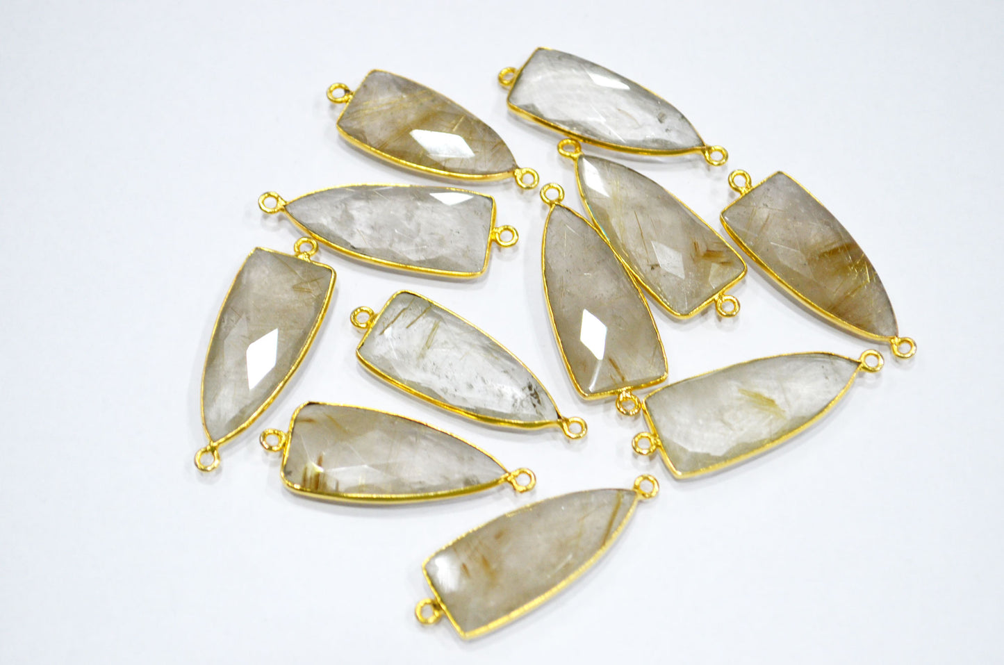Golden Rutile Faceted Arrowhead Shape Connector , Sold By Piece , 13x35 mm , RB-5859