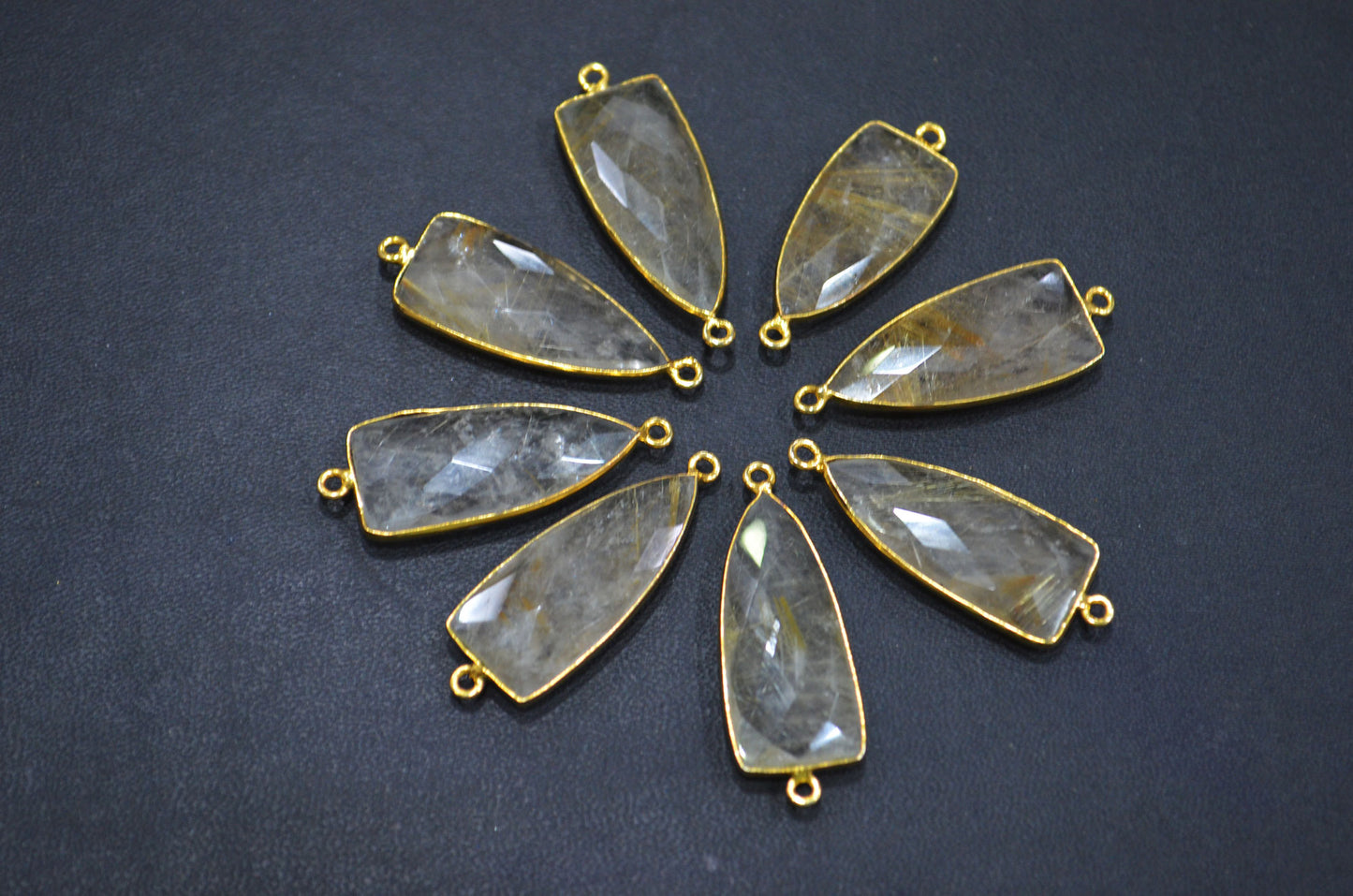 Golden Rutile Faceted Arrowhead Shape Connector , Sold By Piece , 13x35 mm , RB-5859