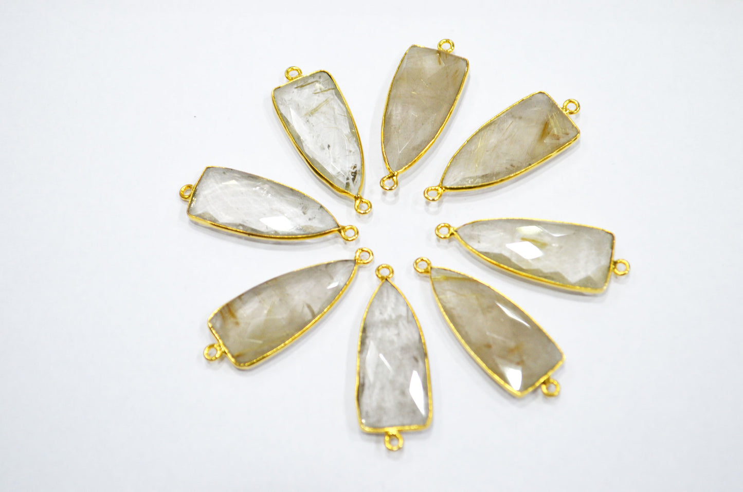 Golden Rutile Faceted Arrowhead Shape Connector , Sold By Piece , 13x35 mm , RB-5859