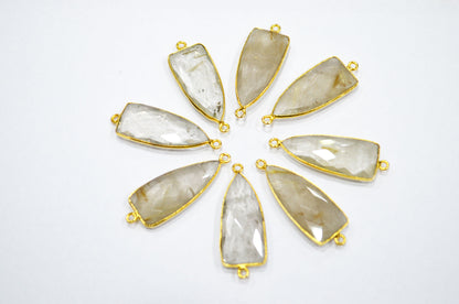 Golden Rutile Faceted Arrowhead Shape Connector , Sold By Piece , 13x35 mm , RB-5859