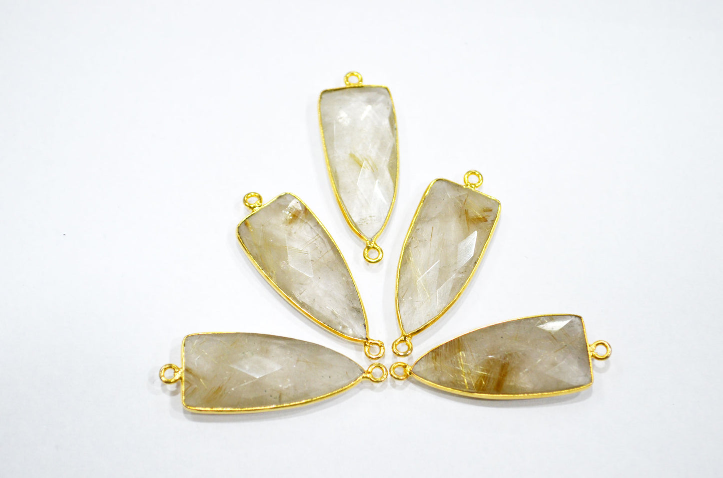 Golden Rutile Faceted Arrowhead Shape Connector , Sold By Piece , 13x35 mm , RB-5859
