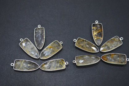 Golden Rutile Faceted Arrowhead Shape Connector , Sold By Piece , 13x32 mm , RB-5860