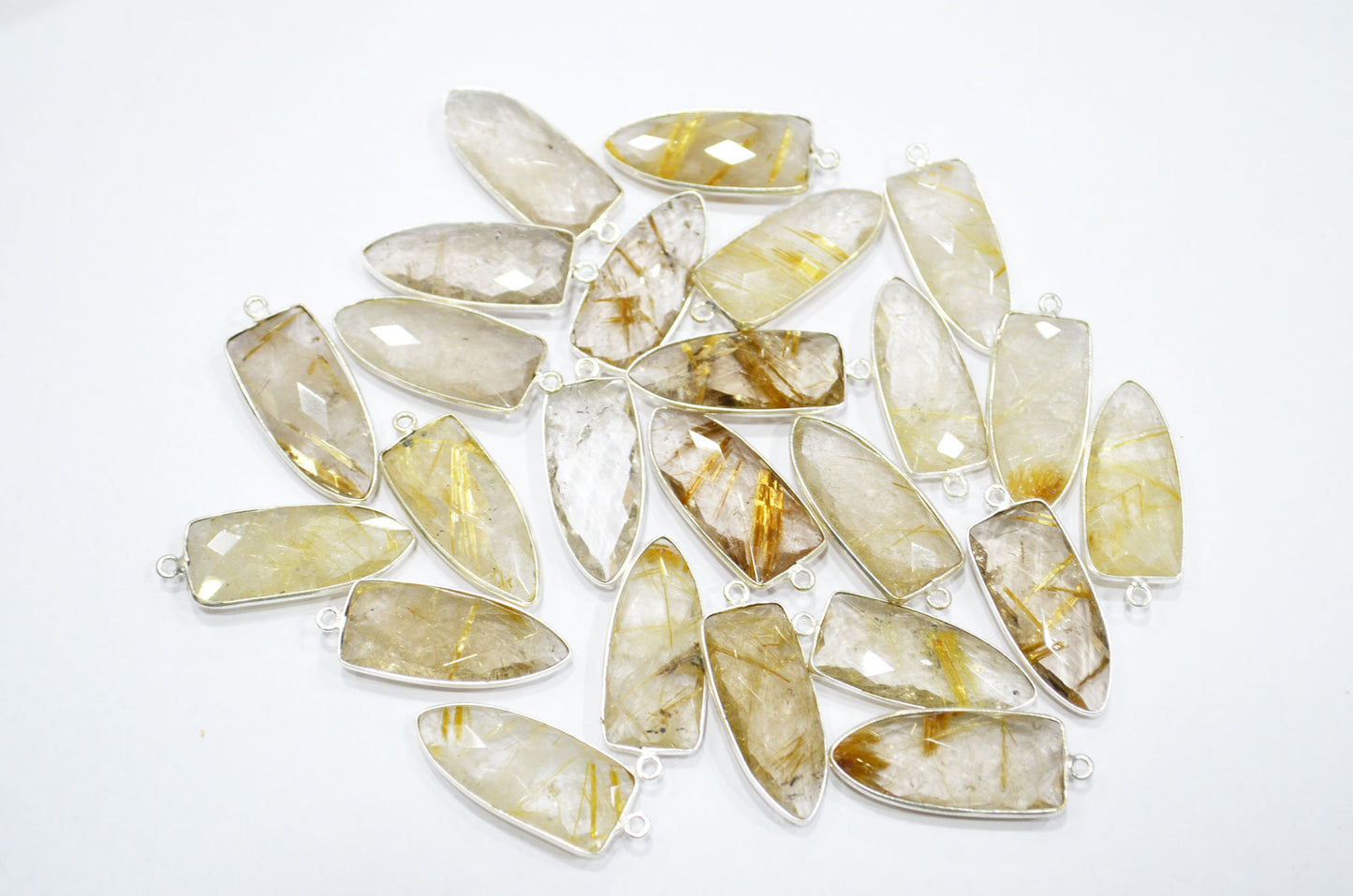 Golden Rutile Faceted Arrowhead Shape Connector , Sold By Piece , 13x32 mm , RB-5860