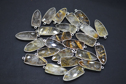 Golden Rutile Faceted Arrowhead Shape Connector , Sold By Piece , 13x32 mm , RB-5860
