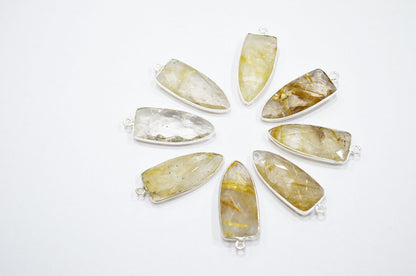 Golden Rutile Faceted Arrowhead Shape Connector , Sold By Piece , 13x32 mm , RB-5860