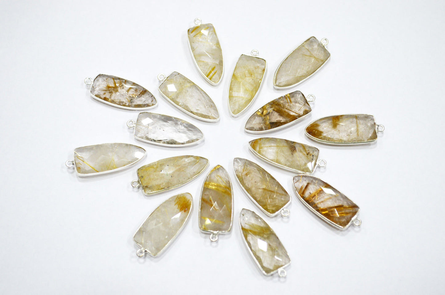 Golden Rutile Faceted Arrowhead Shape Connector , Sold By Piece , 13x32 mm , RB-5860