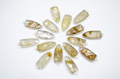 Golden Rutile Faceted Arrowhead Shape Connector , Sold By Piece , 13x32 mm , RB-5860