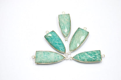 Amazonite Faceted Arrowhead Shape Double Bail Connector , Sold By Piece , 13x35 mm , RB-5861