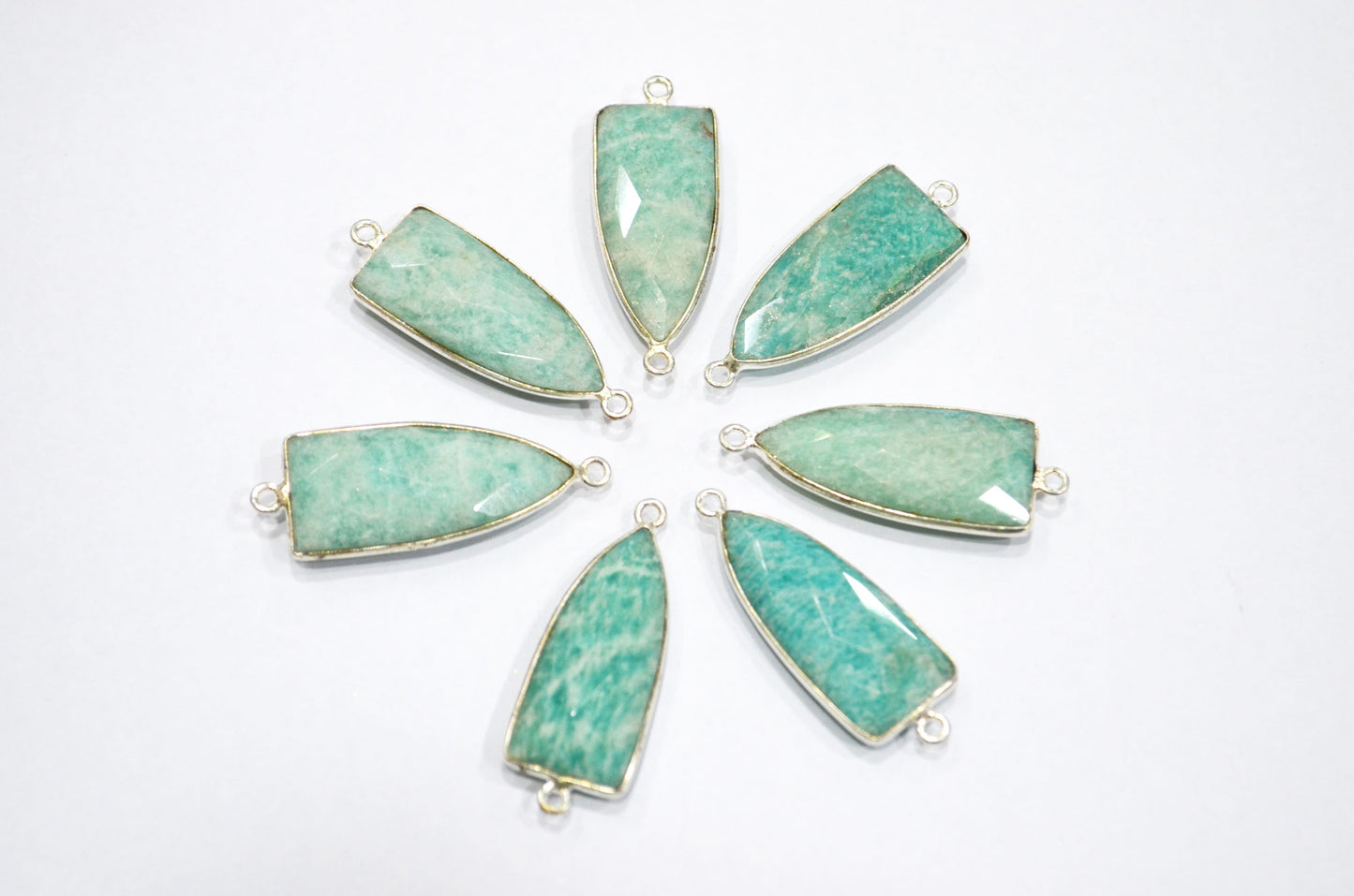 Amazonite Faceted Arrowhead Shape Double Bail Connector , Sold By Piece , 13x35 mm , RB-5861