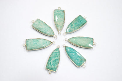 Amazonite Faceted Arrowhead Shape Double Bail Connector , Sold By Piece , 13x35 mm , RB-5861