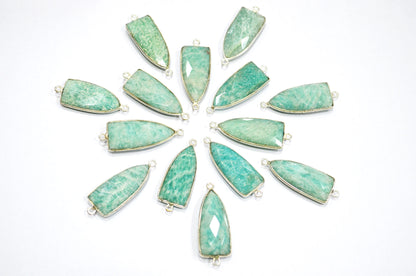 Amazonite Faceted Arrowhead Shape Double Bail Connector , Sold By Piece , 13x35 mm , RB-5861