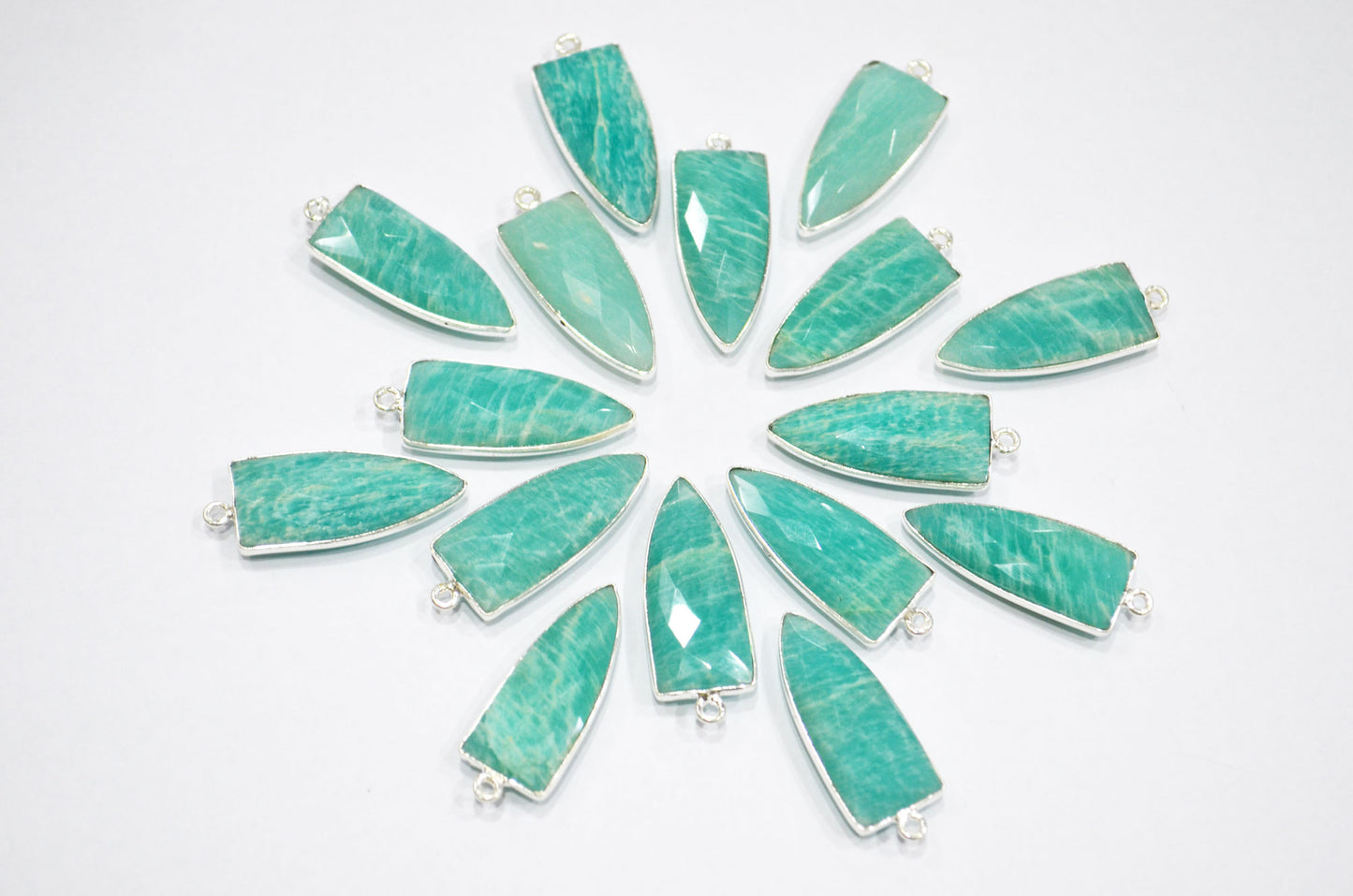 Amazonite Faceted Arrowhead Shape Single Bail Connector , Sold By Piece , 13x32 mm , RB-5862