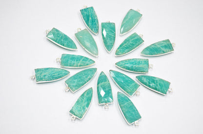 Amazonite Faceted Arrowhead Shape Single Bail Connector , Sold By Piece , 13x32 mm , RB-5862
