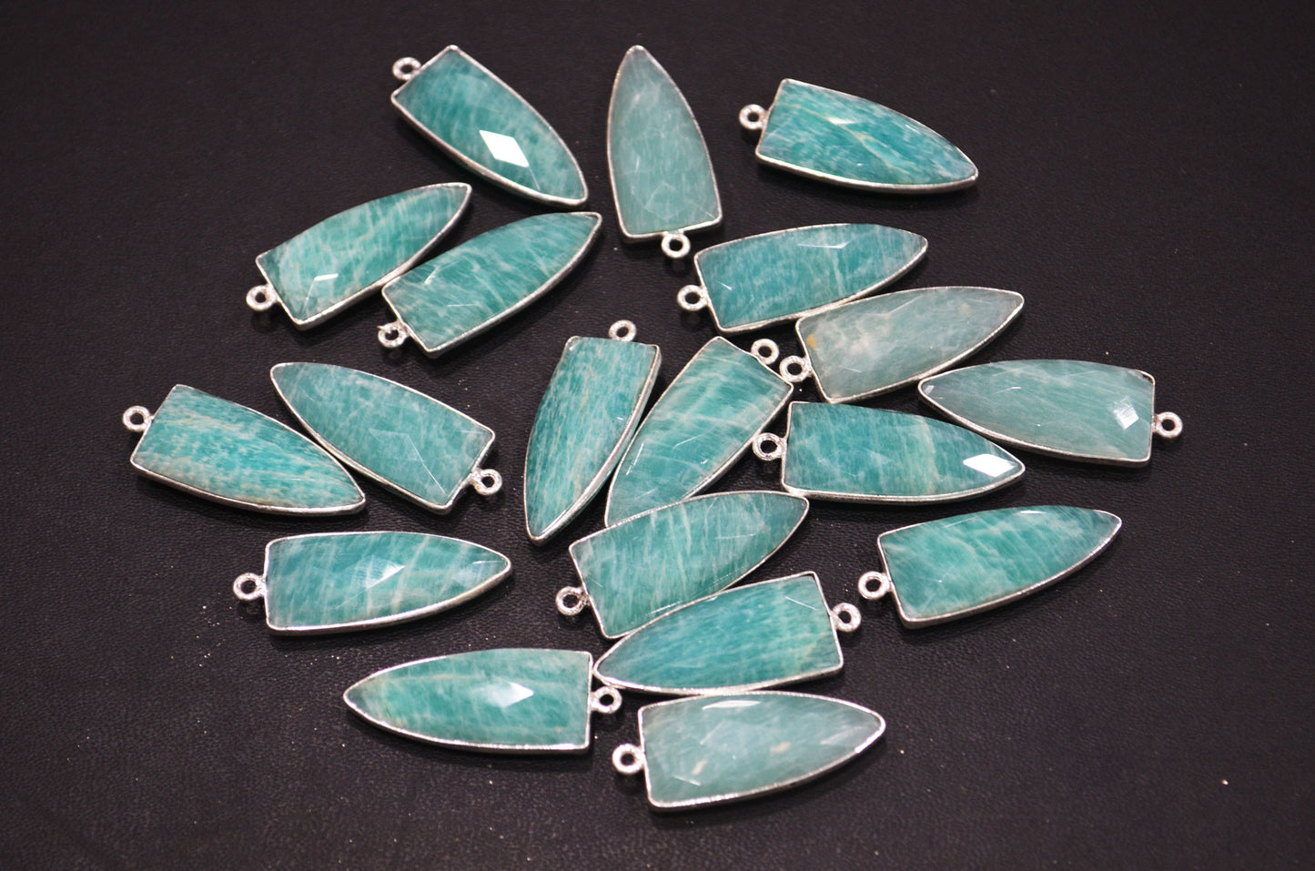 Amazonite Faceted Arrowhead Shape Single Bail Connector , Sold By Piece , 13x32 mm , RB-5862
