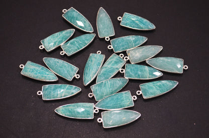 Amazonite Faceted Arrowhead Shape Single Bail Connector , Sold By Piece , 13x32 mm , RB-5862