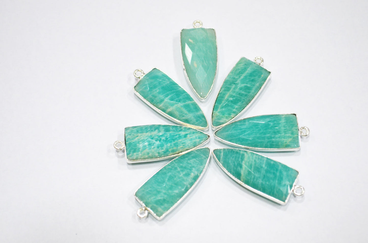 Amazonite Faceted Arrowhead Shape Single Bail Connector , Sold By Piece , 13x32 mm , RB-5862