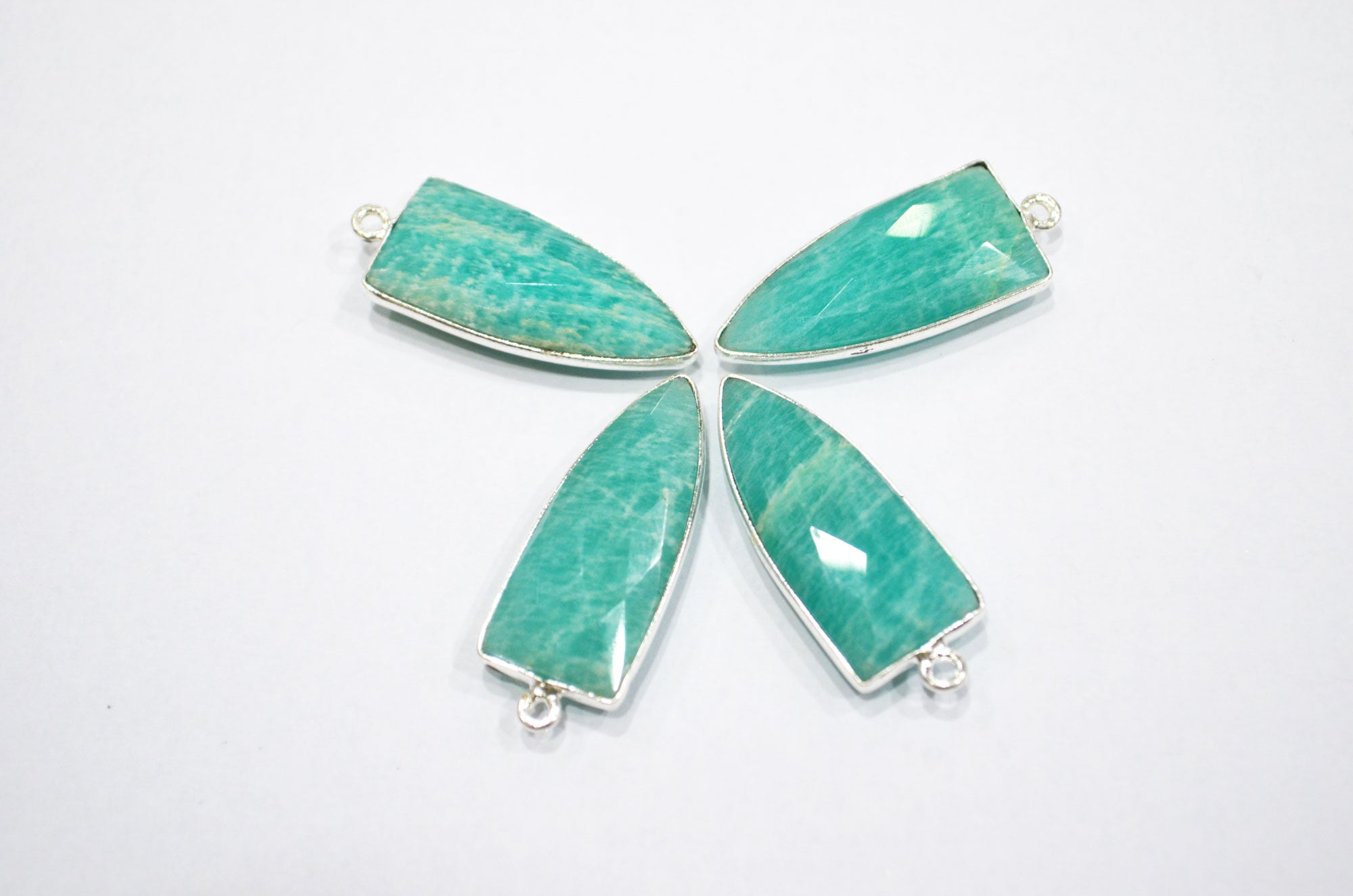 Amazonite Faceted Arrowhead Shape Single Bail Connector , Sold By Piece , 13x32 mm , RB-5862