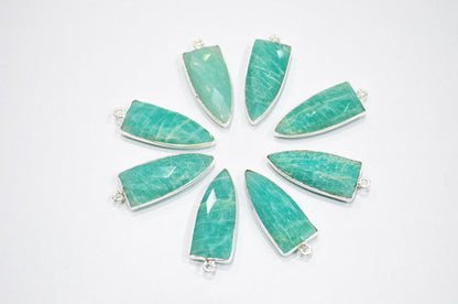 Amazonite Faceted Arrowhead Shape Single Bail Connector , Sold By Piece , 13x32 mm , RB-5862